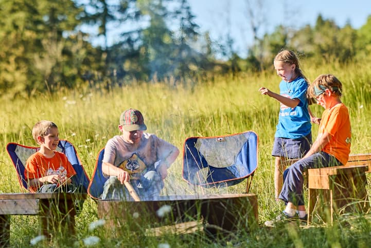 Cubscouts around a fire